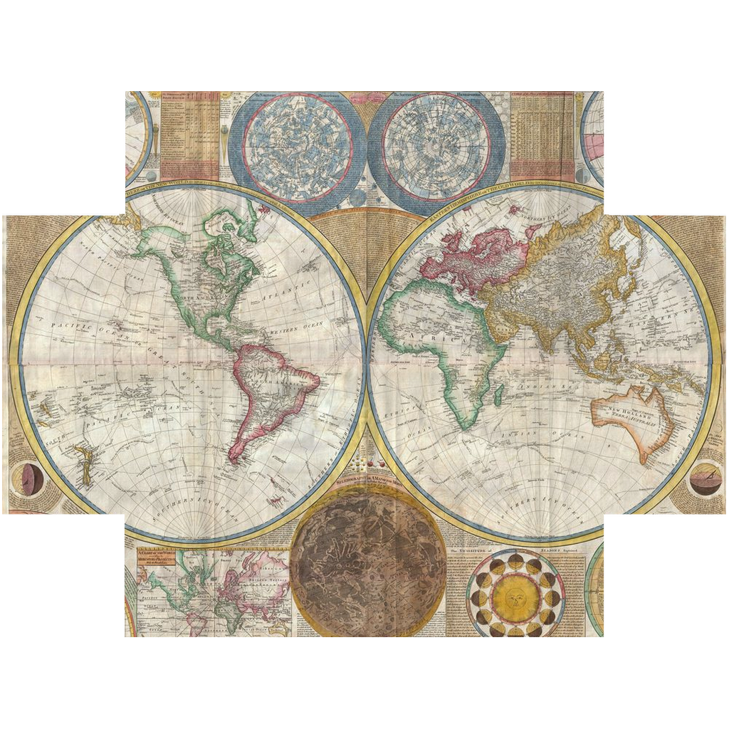 Antique Hemisphere Map Jersey Knit Crib Sheets