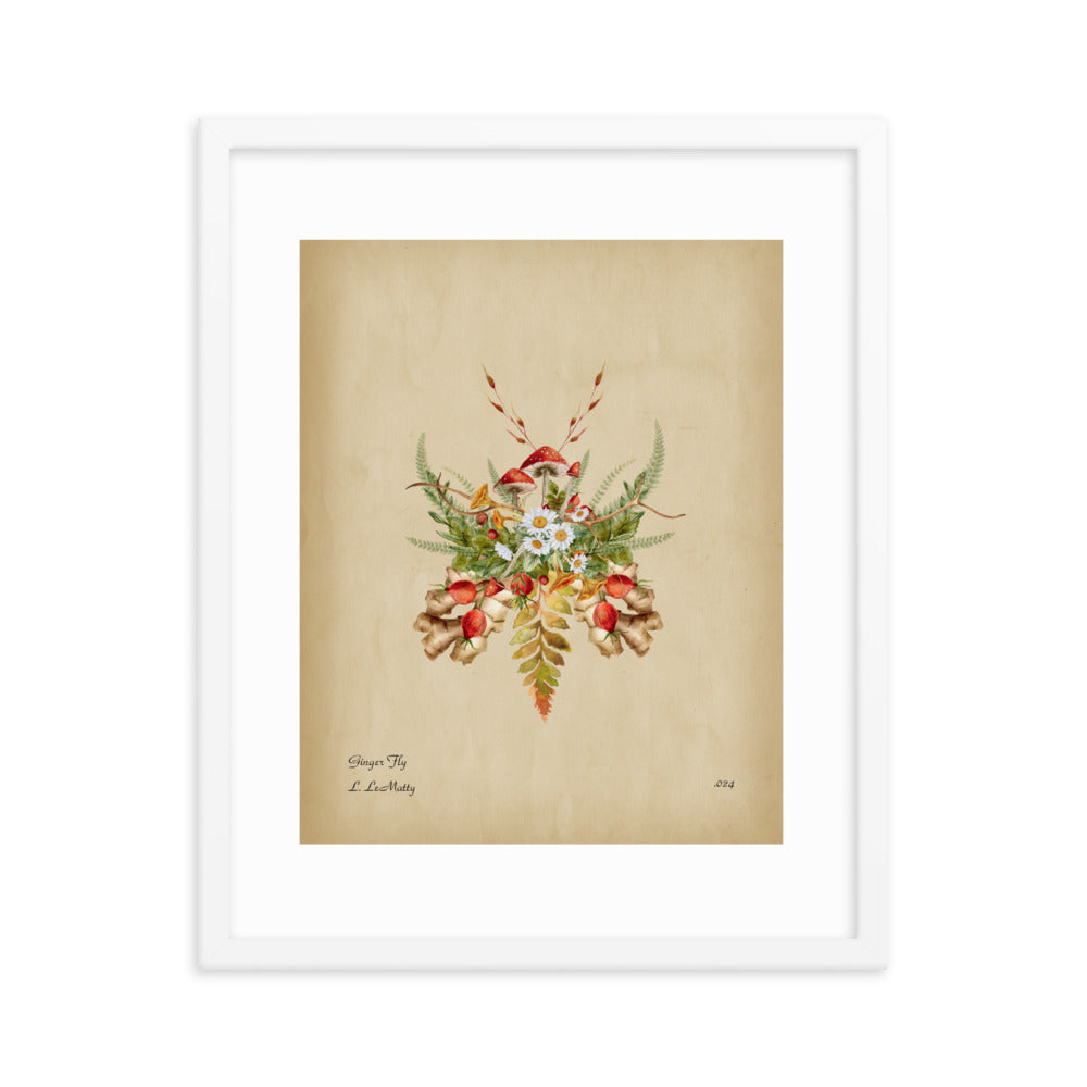Ginger Fly Print by Lauren LeMatty | Stunning Framed Botanical Insect Poster