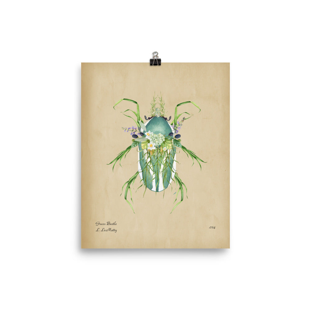 Grass Beetle Print | Museum-Quality Posters on Thick Matte Paper | Brighten Your Space with Maine Artist Print