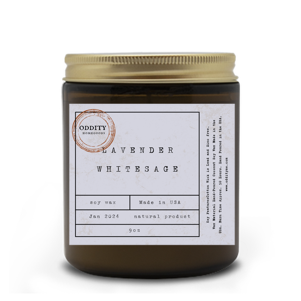 Lavender and White Sage Hand Poured Candle | 9 oz. Relaxing Naturally Scented Candle