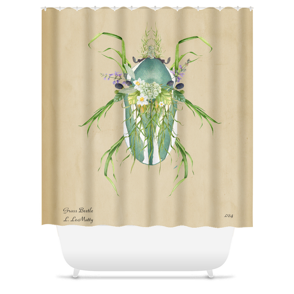 Grass Beetle Shower Curtains