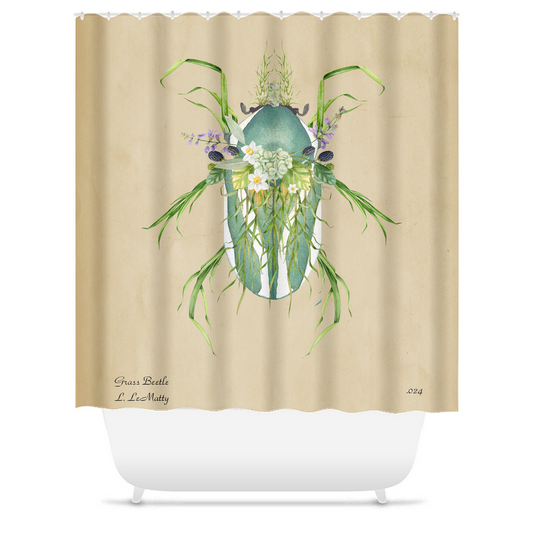 Grass Beetle Shower Curtains
