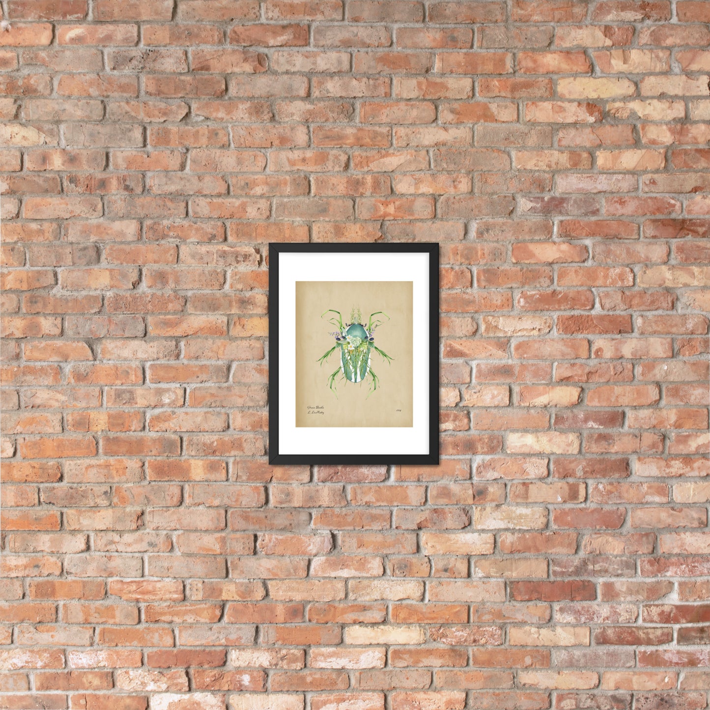 Grass Beetle Print by Lauren LeMatty | Stunning Botanical Illustration Framed Poster