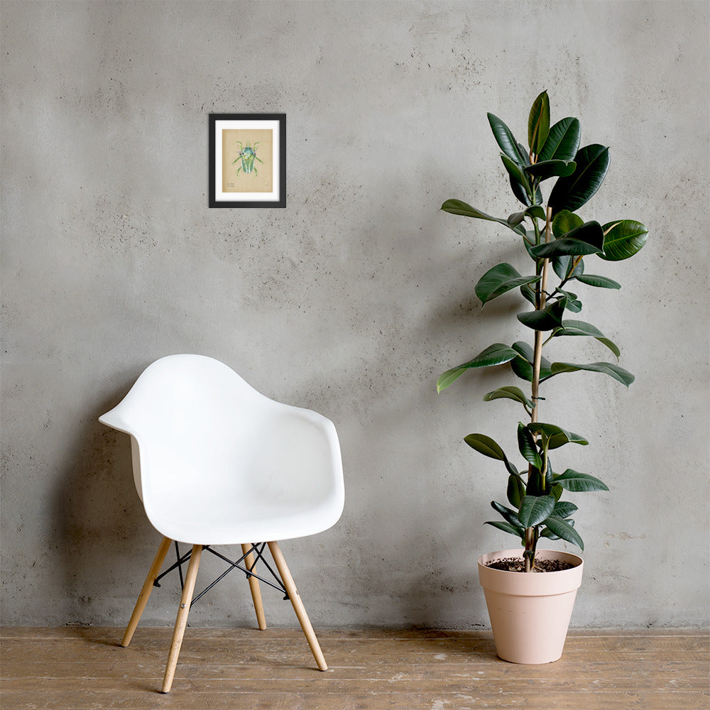 Grass Beetle Print by Lauren LeMatty | Stunning Botanical Illustration Framed Poster