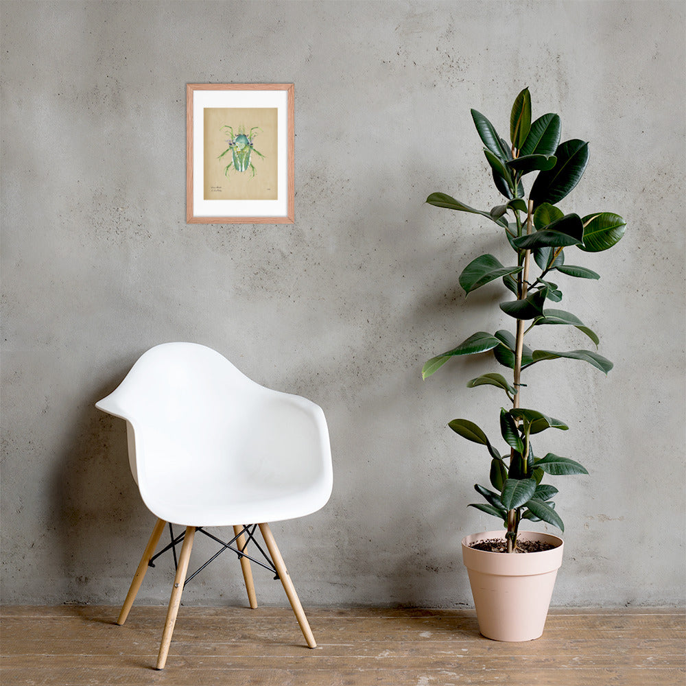 Grass Beetle Print by Lauren LeMatty | Stunning Botanical Illustration Framed Poster
