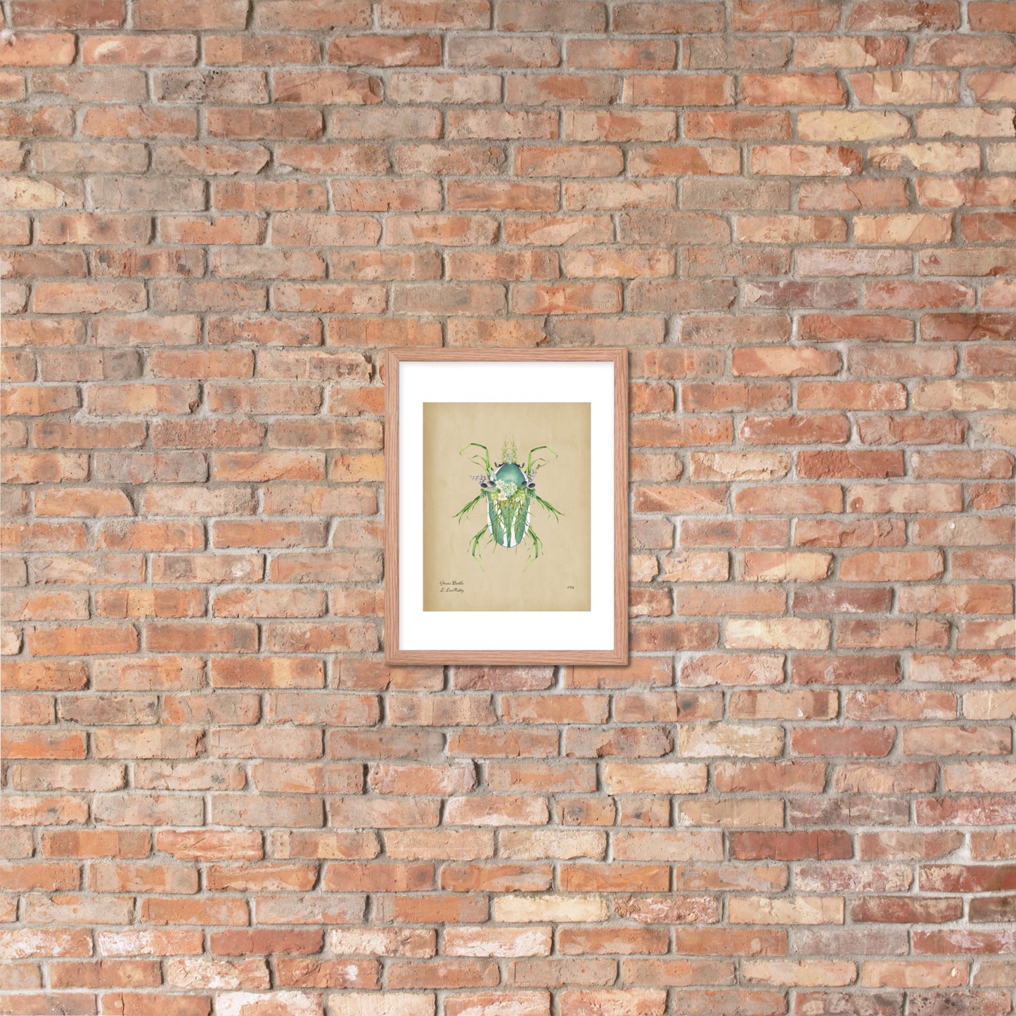 Grass Beetle Print by Lauren LeMatty | Stunning Botanical Illustration Framed Poster