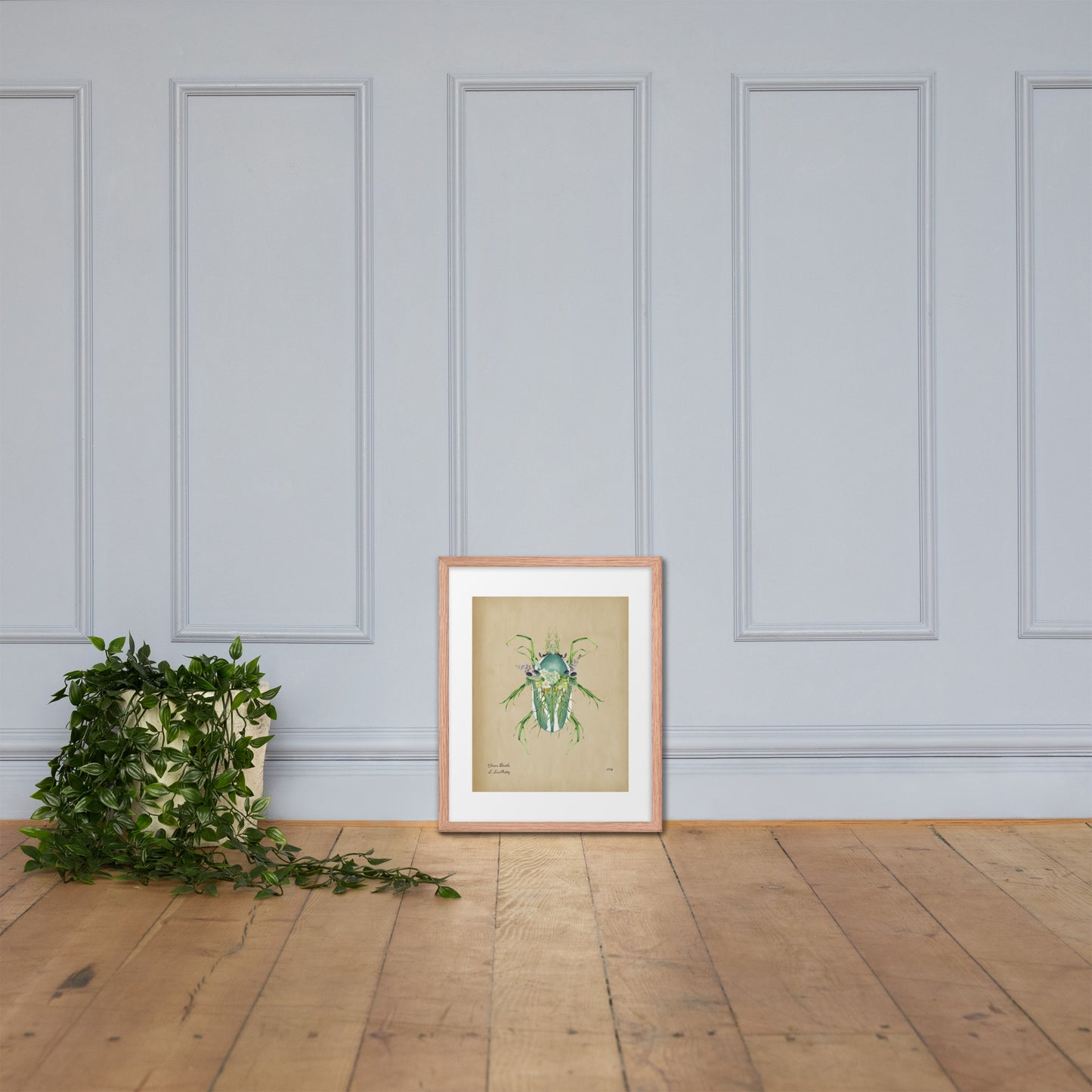 Grass Beetle Print by Lauren LeMatty | Stunning Botanical Illustration Framed Poster