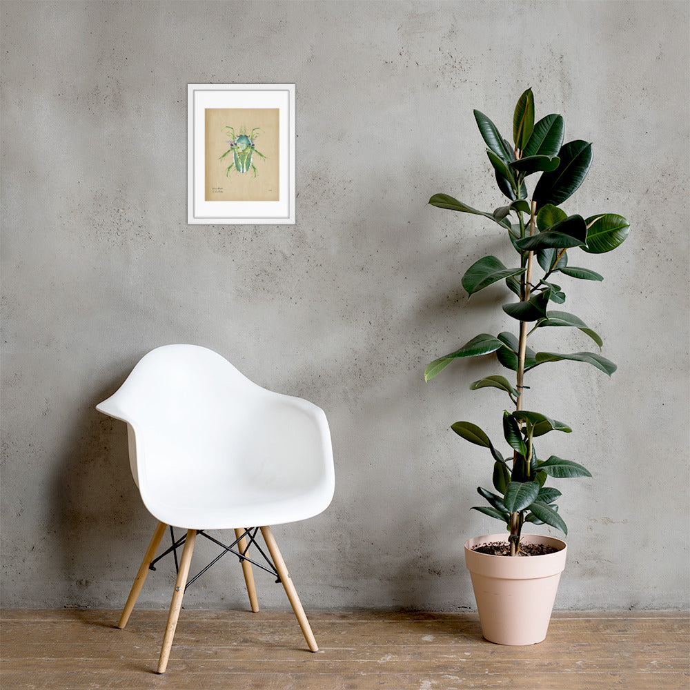 Grass Beetle Print by Lauren LeMatty | Stunning Botanical Illustration Framed Poster