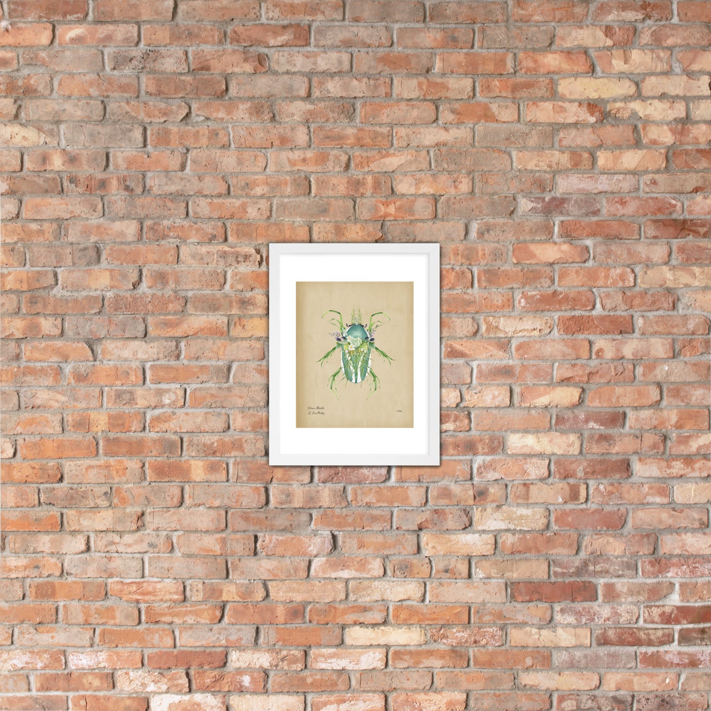 Grass Beetle Print by Lauren LeMatty | Stunning Botanical Illustration Framed Poster