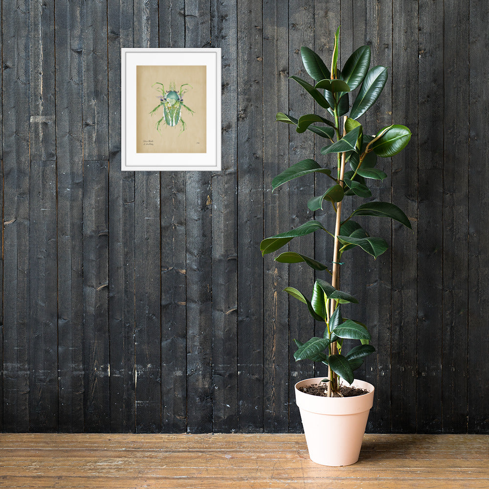 Grass Beetle Print by Lauren LeMatty | Stunning Botanical Illustration Framed Poster