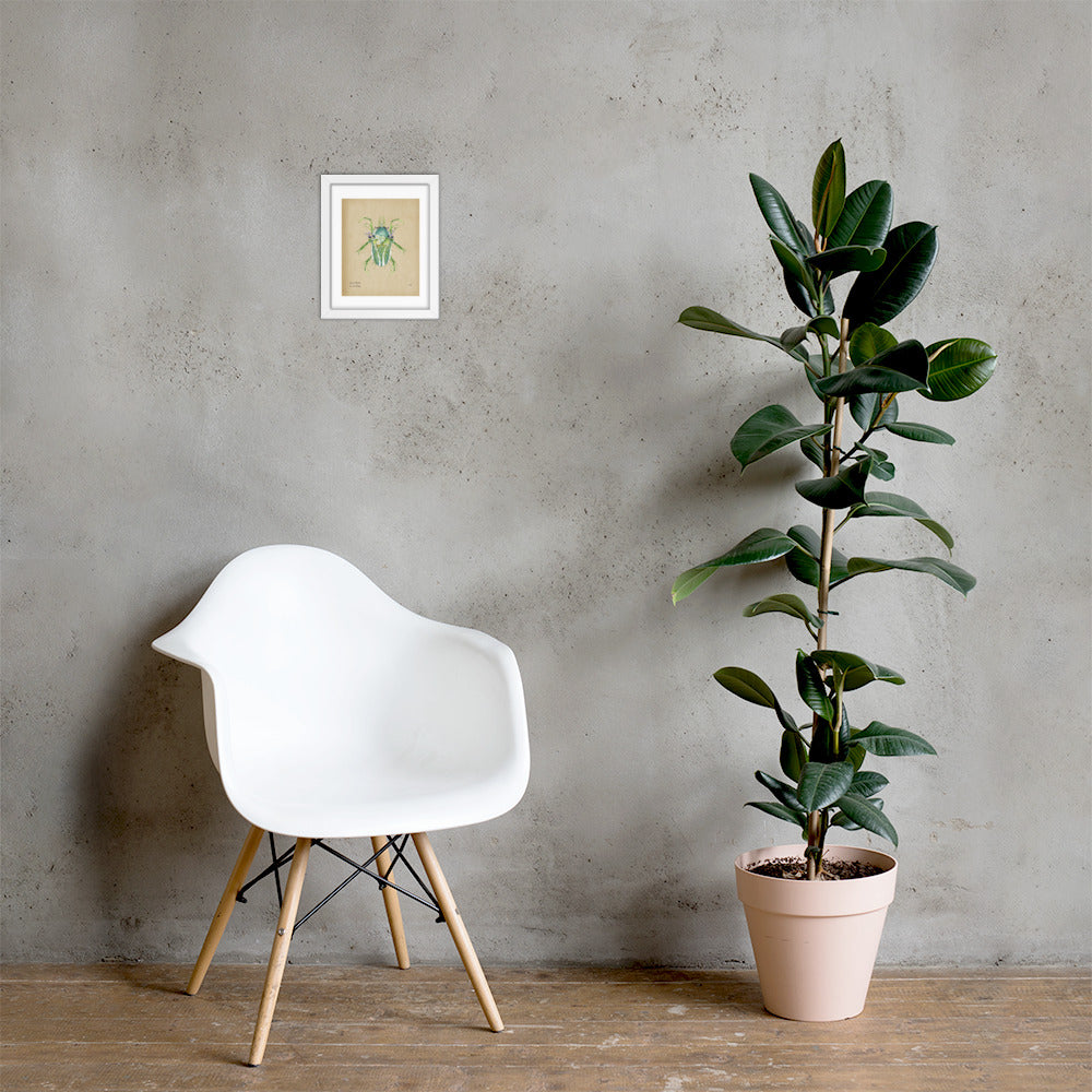 Grass Beetle Print by Lauren LeMatty | Stunning Botanical Illustration Framed Poster