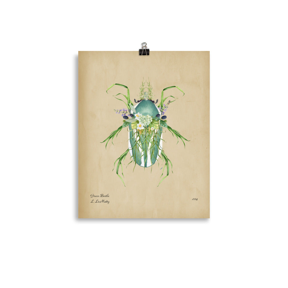 Grass Beetle Print | Museum-Quality Posters on Thick Matte Paper | Brighten Your Space with Maine Artist Print