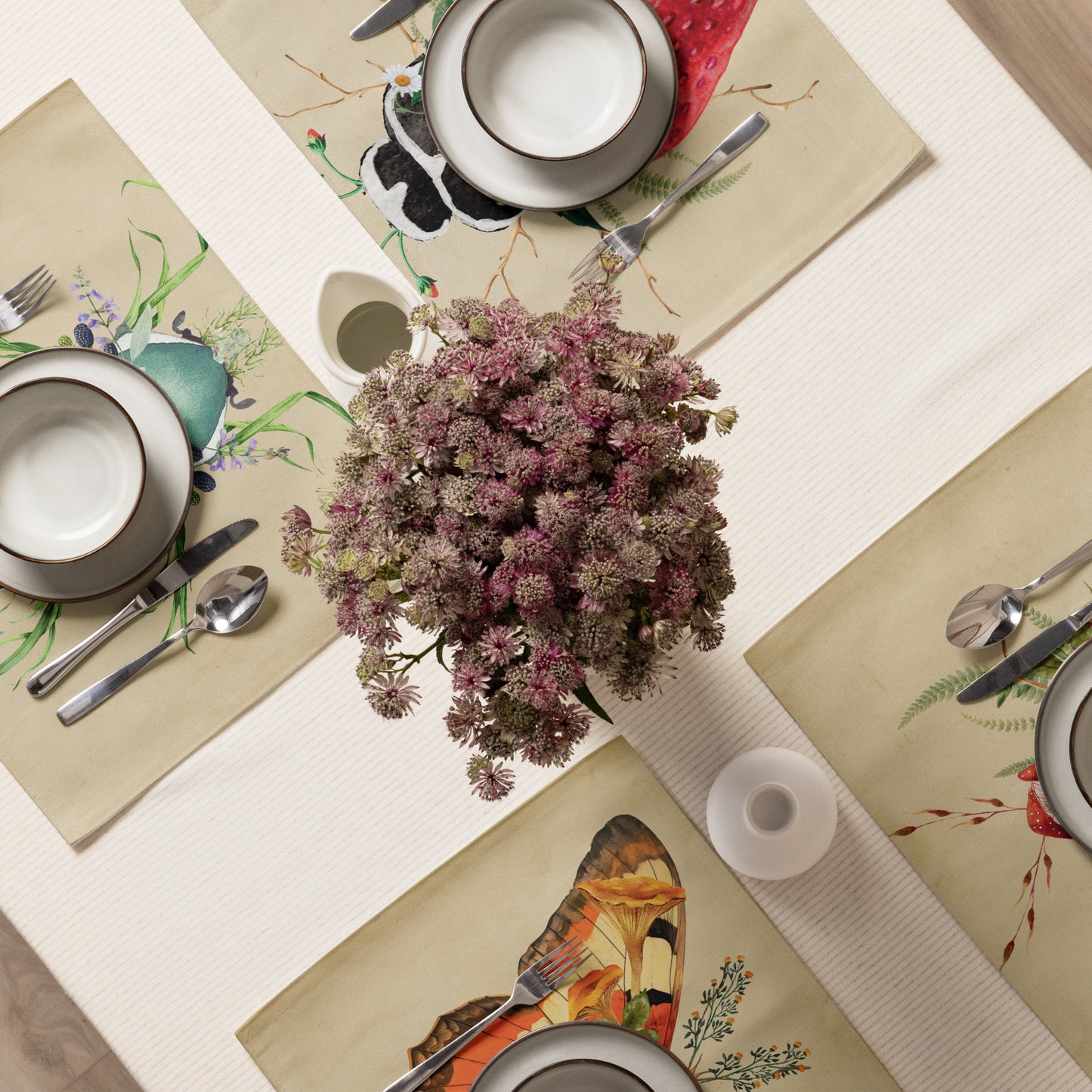 Botanical Insect Illustration Placemat Set | Elevate Your Dining Experience with Personalized Style